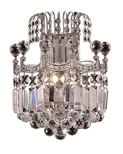 Picture of Elegant Lighting V8949W12C-RC Corona 2 Light Wall Sconce&#44; Royal Cut Crystals - Chrome