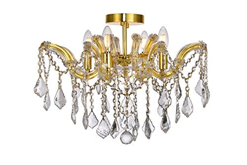 2800F18G-RC Maria Theresa 4 Light Flush Mount, Royal Cut Crystals - Gold