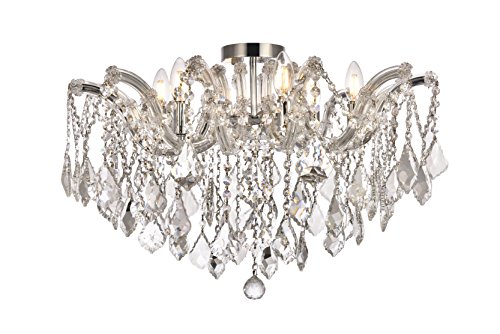 2800F24C-RC Maria Theresa 6 Light Flush Mount, Royal Cut Crystals - Chrome