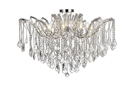 2800F36C-RC Maria Theresa 8 Light Flush Mount, Royal Cut Crystals - Chrome