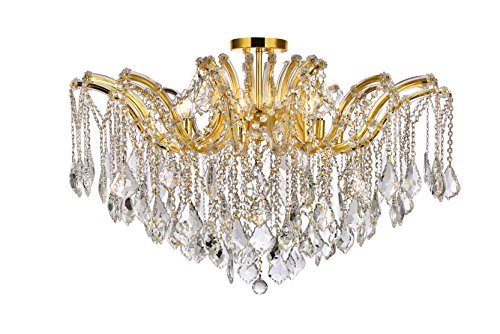 2800F36G-RC Maria Theresa 8 Light Flush Mount, Royal Cut Crystals - Gold