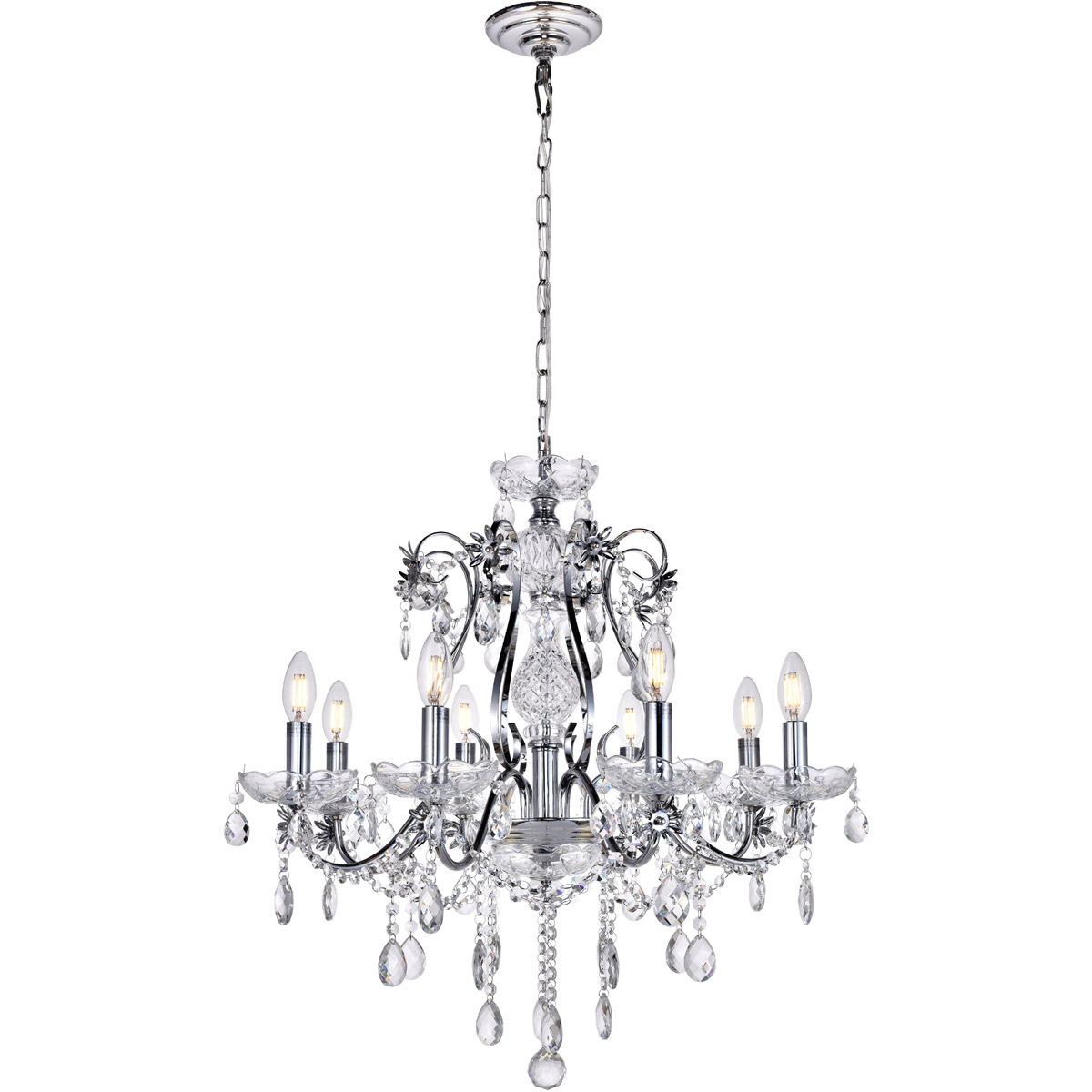 Elegant Lighting LD4005D26C 25 x 26 in. Voltaire Collection Chrome Chandelier -  Elegant Furniture & Lighting