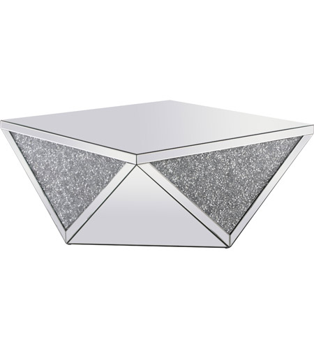 38 in. Modern Square Royal Cut Crystal Coffee Table, Silver