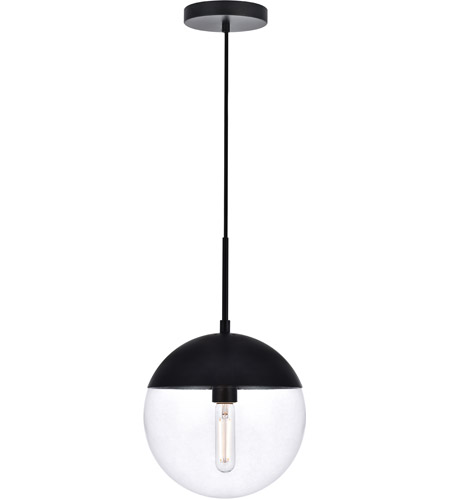 Eclipse 1 Light Pendant Ceiling Light with Clear Glass, Black