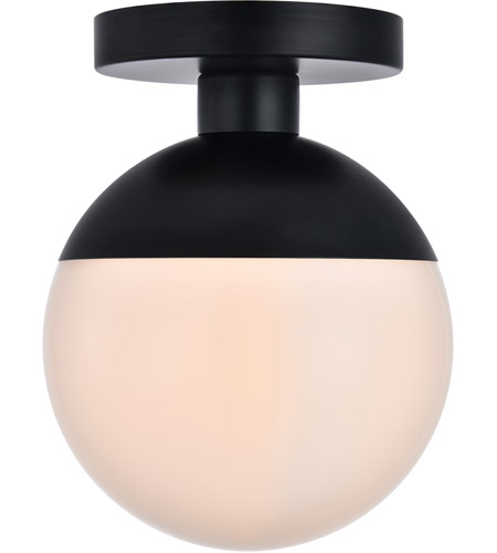 Eclipse 1 Light Flush Mount Ceiling Light with Frosted White Glass, Black