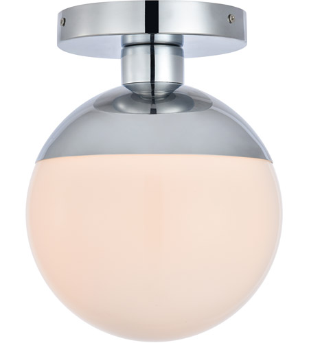 Eclipse 1 Light Flush Mount Ceiling Light with Frosted White Glass, Chrome