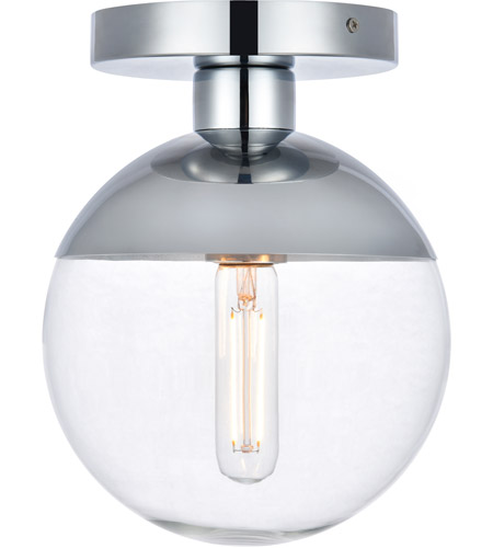 Eclipse 1 Light Flush Mount Ceiling Light with Clear Glass, Chrome