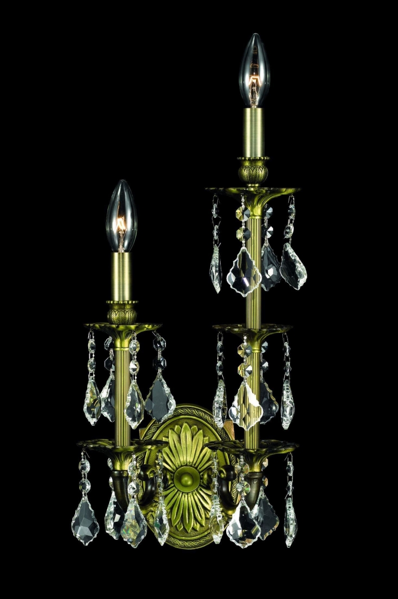 Picture of Elegant Lighting 9502SW9AB-RC 9 in. Marseille 2 Lights Wall Sconce Light with Royal Cut Crystals, Antique Bronze