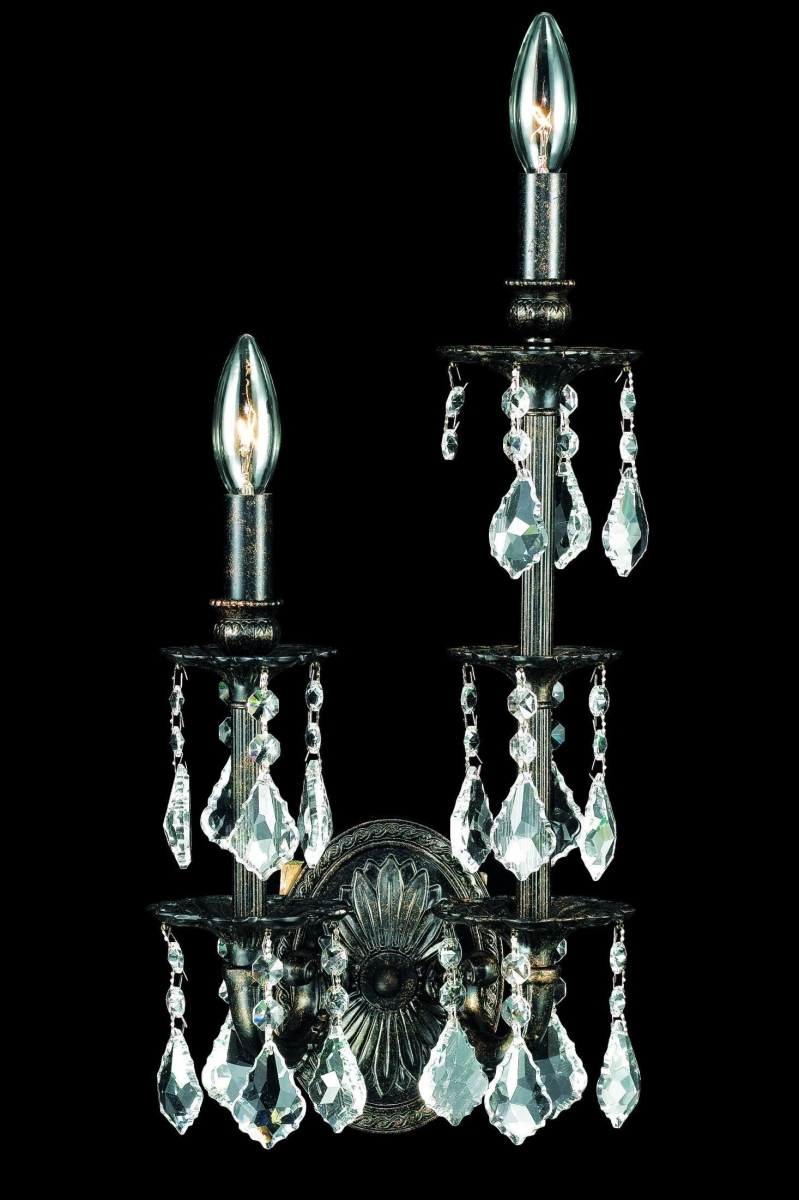 Picture of Elegant Lighting 9502SW9DB-RC 9 in. Marseille 2 Lights Wall Sconce Light with Royal Cut Crystals, Dark Bronze