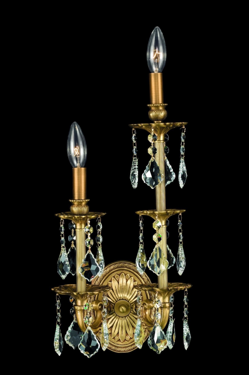 Picture of Elegant Lighting 9502SW9FG-RC 9 in. Marseille 2 Lights Wall Sconce Light with Royal Cut Crystals&#44; French Gold