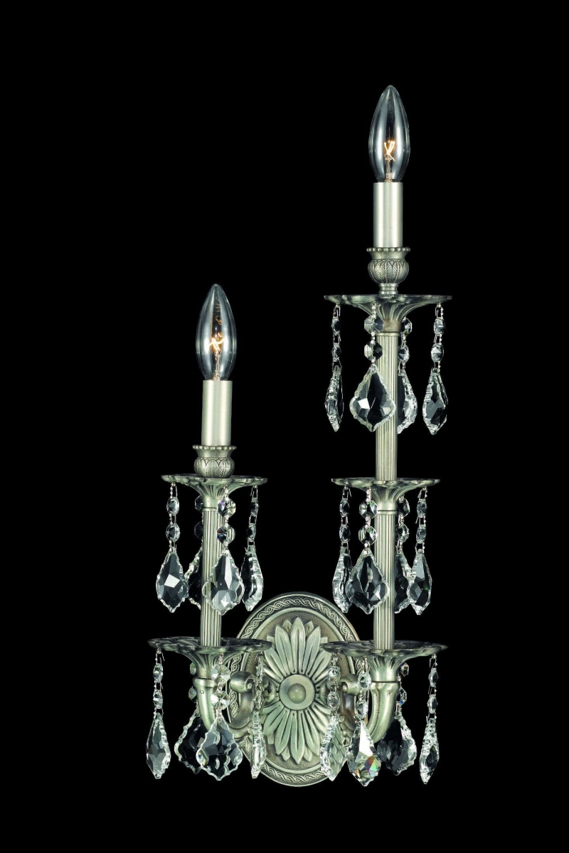 Picture of Elegant Lighting 9502SW9PW-RC 9 in. Marseille 2 Lights Wall Sconce Light with Royal Cut Crystals, Pewter