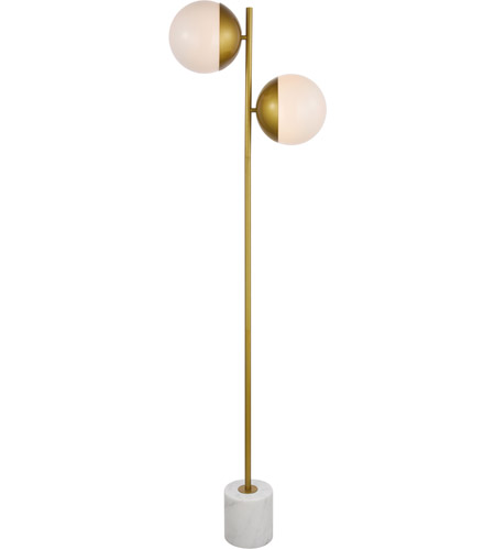 Picture of Living District LD6114BR 62.5 in. Eclipse 2 Light Floor Lamp Portable Light with Frosted White Glass, Brass