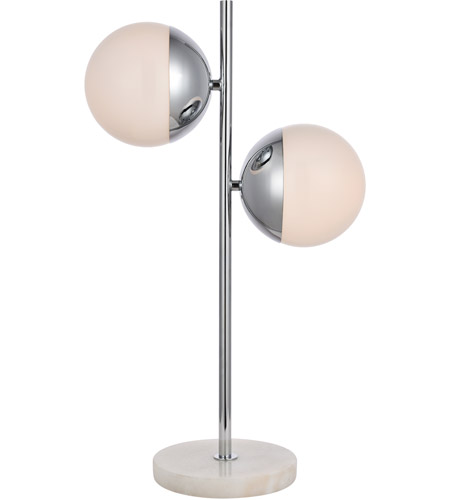 Eclipse 2 Light Table Lamp with Frosted White Glass, Chrome