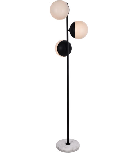 Picture of Living District LD6158BK 65.5 in. Eclipse 3 Light Floor Lamp Portable Light with Frosted White Glass, Black