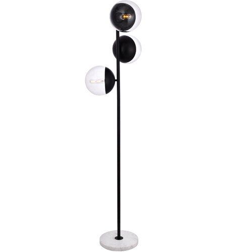 Picture of Living District LD6159BK 65.5 in. Eclipse 3 Light Floor Lamp Portable Light with Clear Glass, Black