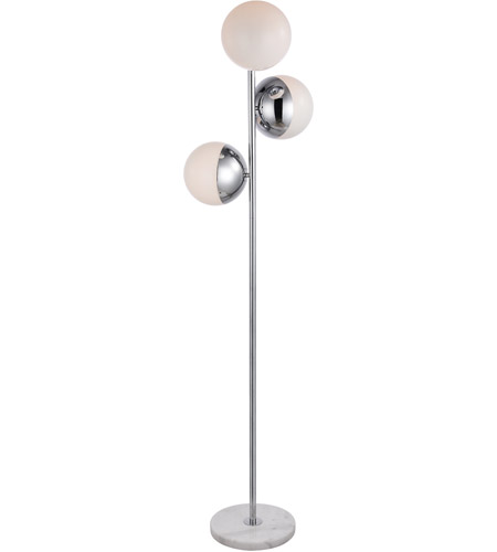 Picture of Living District LD6160C 65.5 in. Eclipse 3 Light Floor Lamp Portable Light with Frosted White Glass, Chrome