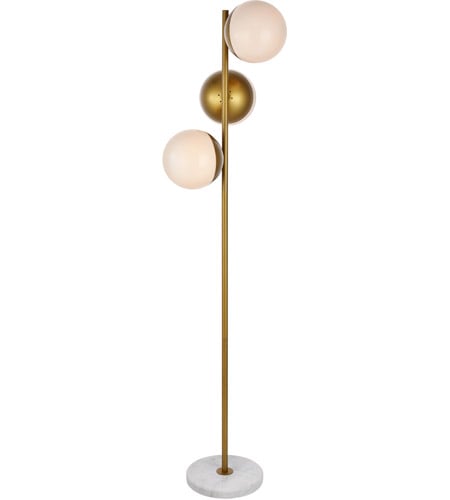 Picture of Living District LD6162BR 65.5 in. Eclipse 3 Light Floor Lamp Portable Light with Frosted White Glass&#44; Brass