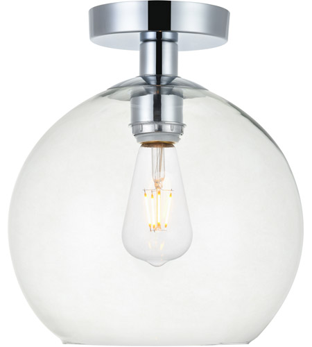 Baxter 1 Light Flush Mount Ceiling Light with Clear Glass, Chrome