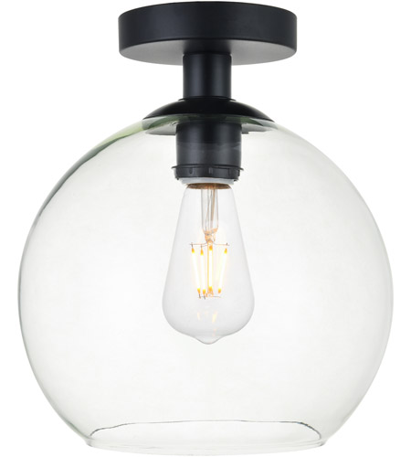Baxter 1 Light Flush Mount Ceiling Light with Clear Glass, Black