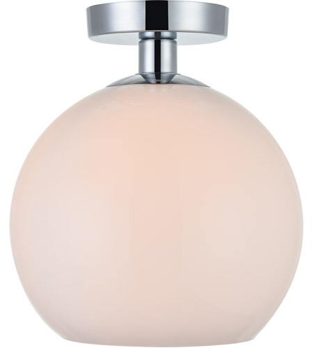 Baxter 1 Light Flush Mount Ceiling Light with Frosted White Glass, Chrome