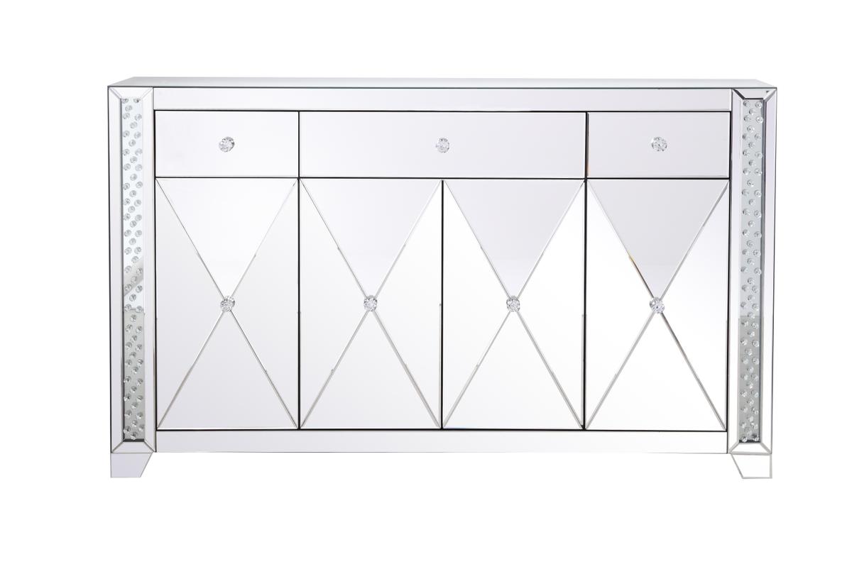 Picture of Elegant Decor MF91057 60 in. Modern Clear Crystal Mirrored Credenza