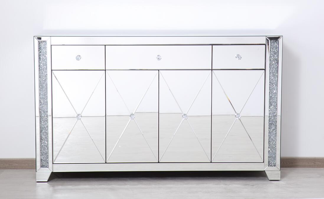 Picture of Elegant Decor MF92058 60 in. Modern Silver Crystal Mirrored Credenza