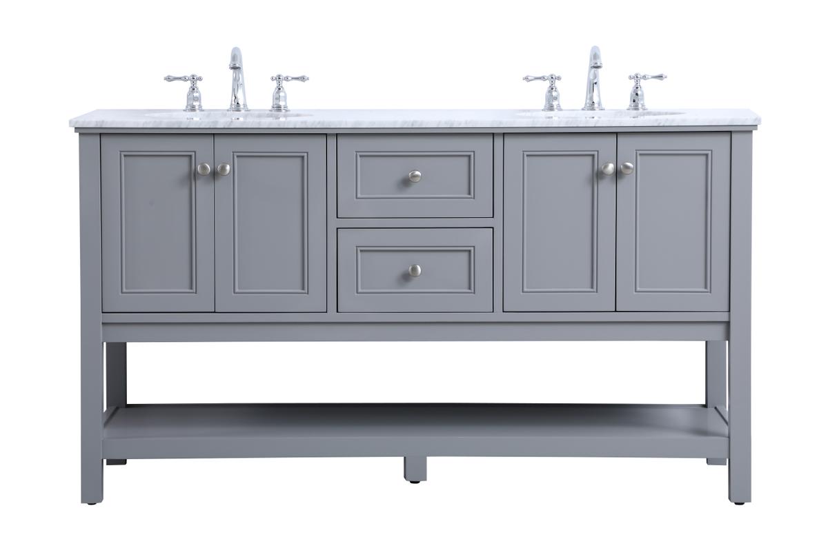 60 in. Metropolis Double Sink Bathroom Vanity Set - Grey -  Convenience Concepts, HI2218900