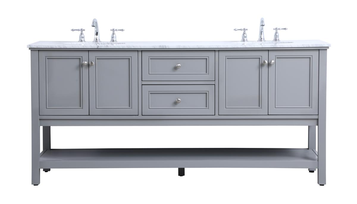 72 in. Metropolis Double Sink Bathroom Vanity Set - Grey -  Convenience Concepts, HI2957935