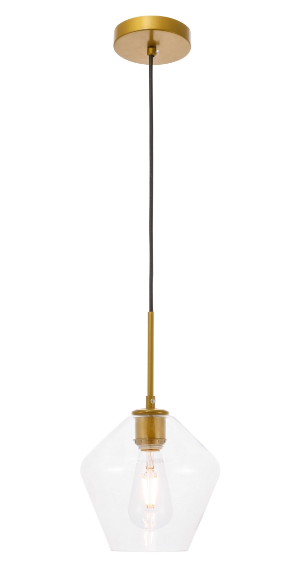 Gene 1 Light Brass & Clear Glass Pendant