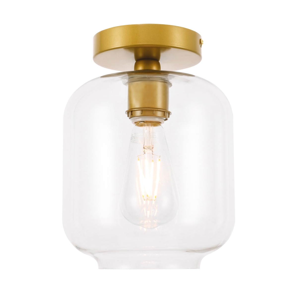 Collier 1 Light Brass & Clear Glass Flush Mount
