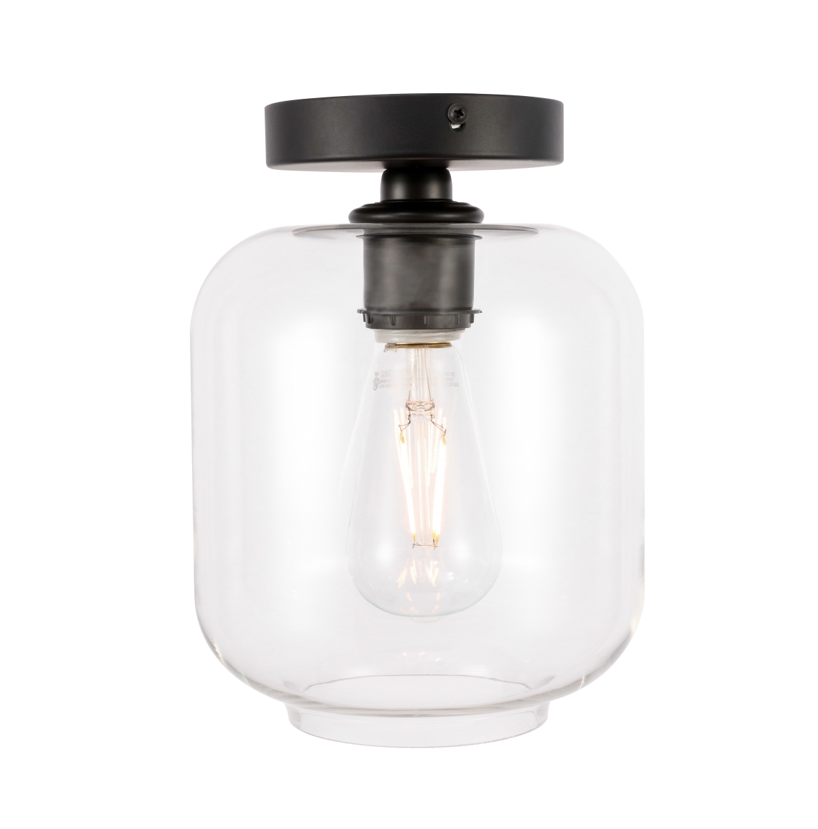 Collier 1 Light Black & Clear Glass Flush Mount