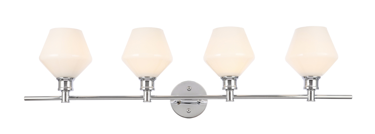 Gene 4 Light Chrome & Frosted White Glass Wall Sconce
