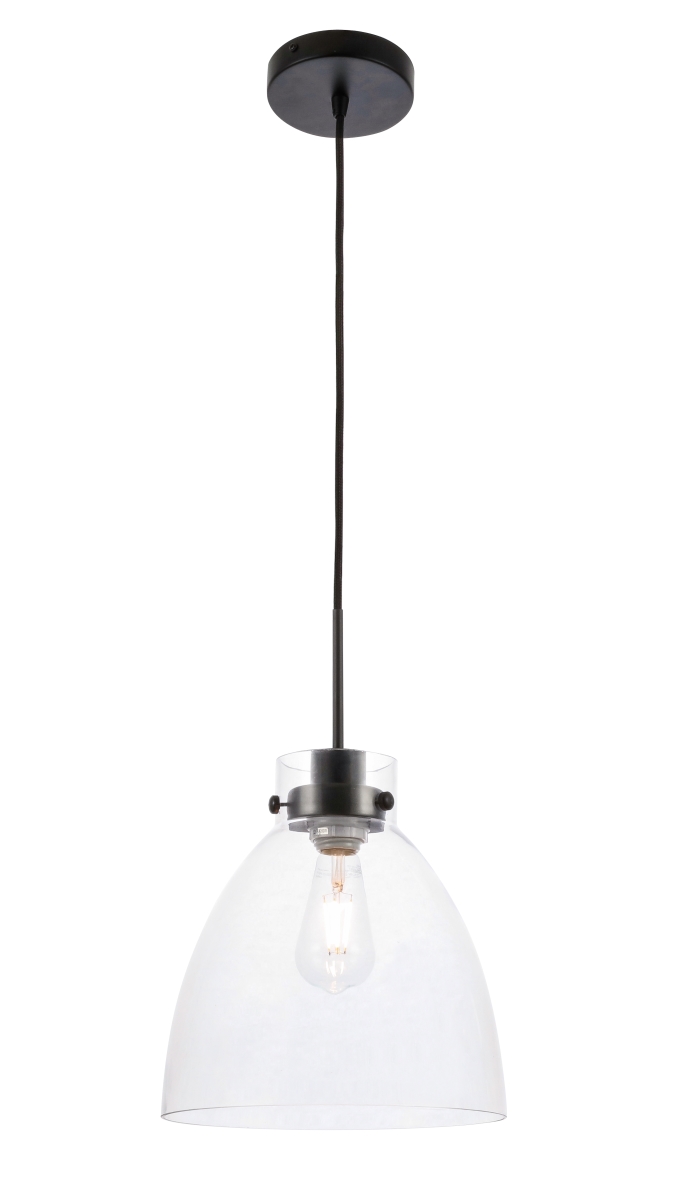 Frey 1 Light Black & Clear Glass Pendant