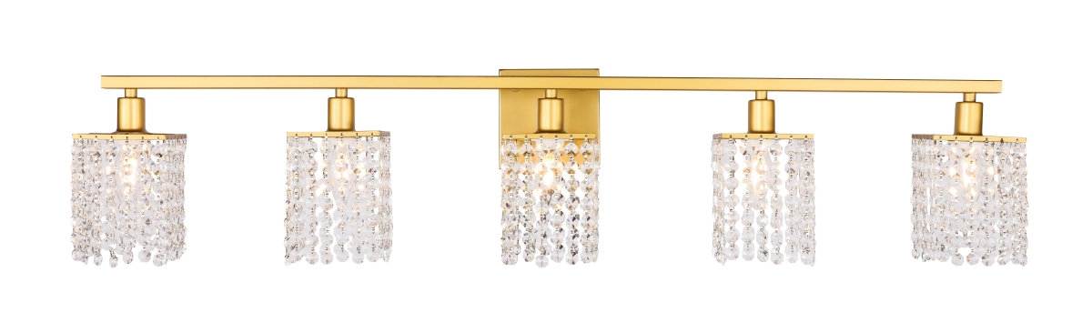 Phineas 5 Light Brass & Clear Crystals Wall Sconce