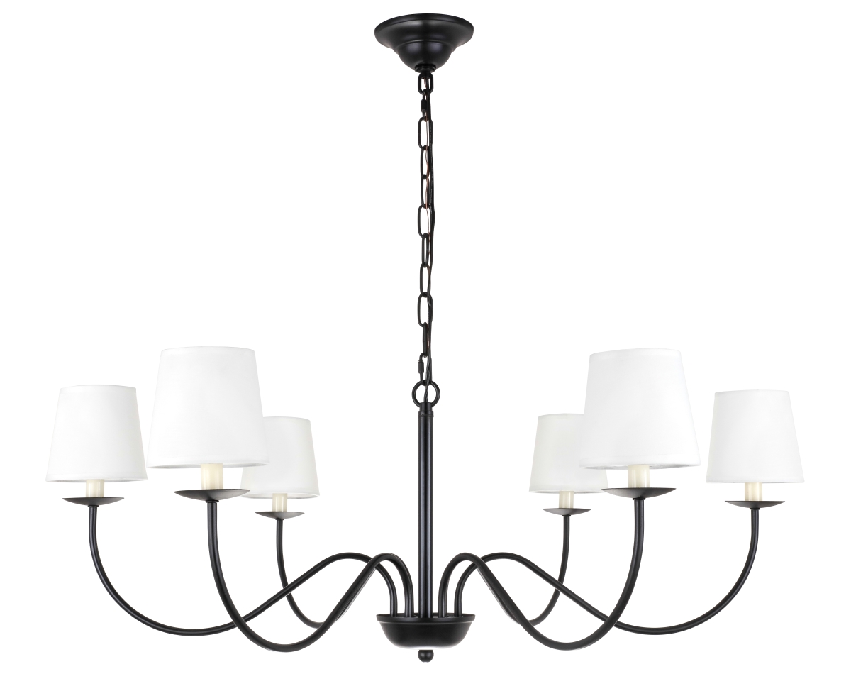 Eclipse 6 Light Black & White Shade Chandelier