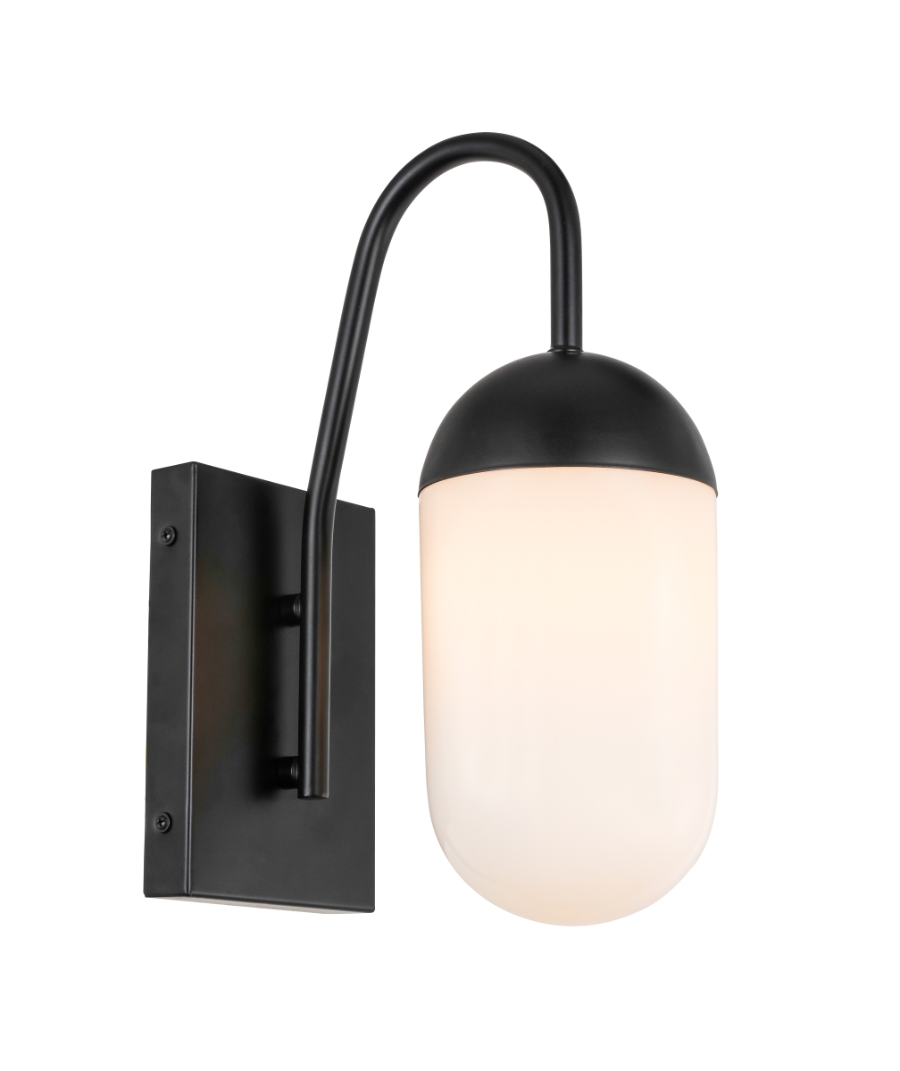 Kace 1 Light Black & Frosted White Glass Wall Sconce