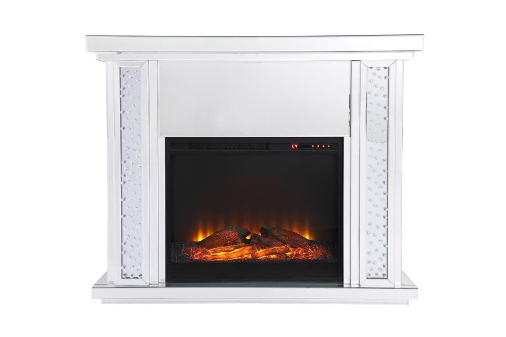 Picture of Elegant Decor MF9901-F1 47.5 in. Crystal Mirrored Mantle with Wood Log Insert Fireplace