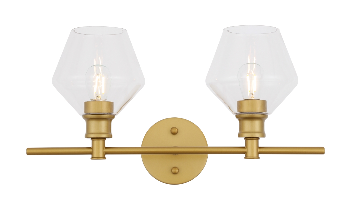 Picture of Living District LD2312BR Gene 2 Light Brass & Clear Glass Wall Sconce