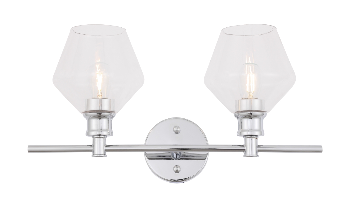 Picture of Living District LD2312C Gene 2 Light Chrome & Clear Glass Wall Sconce