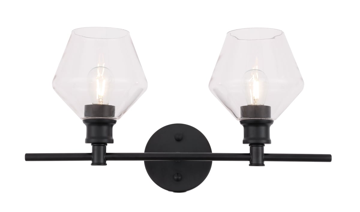Picture of Living District LD2312BK Gene 2 Light Black & Clear Glass Wall Sconce