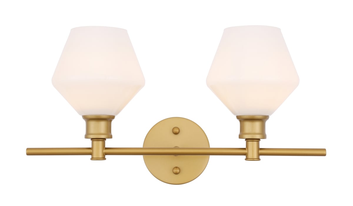 Picture of Living District LD2313BR Gene 2 Light Brass & Frosted White Glass Wall Sconce