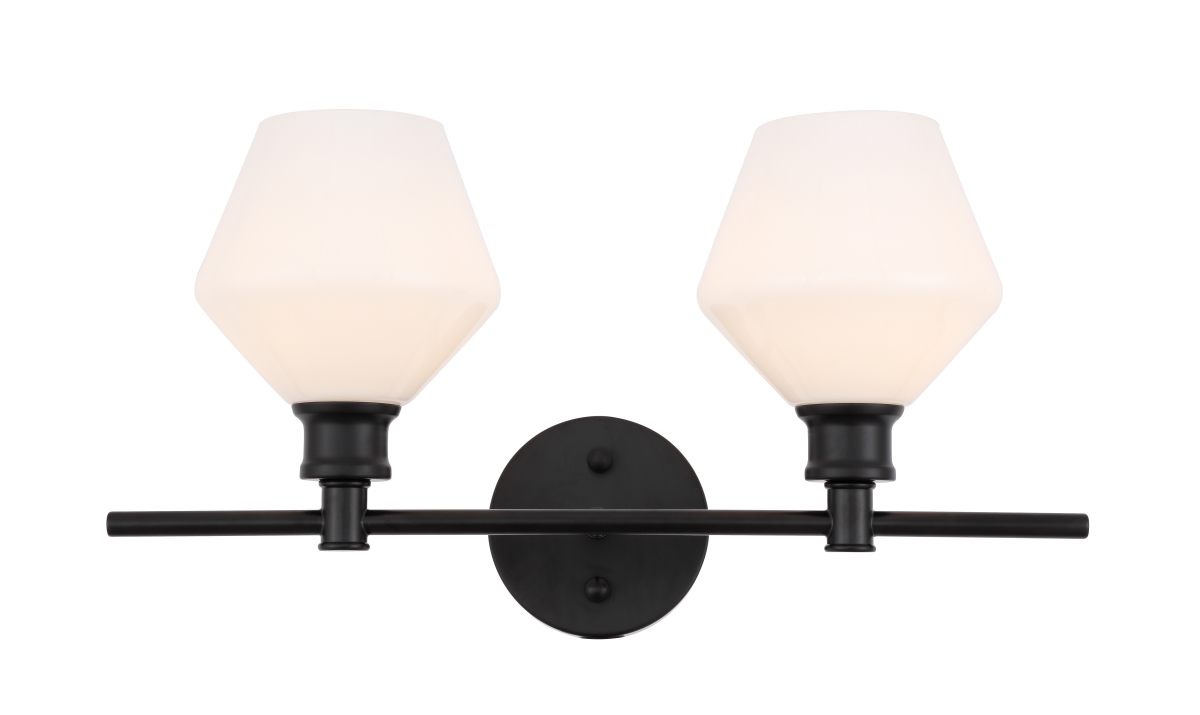 Gene 2 Light Black & Frosted White Glass Wall Sconce