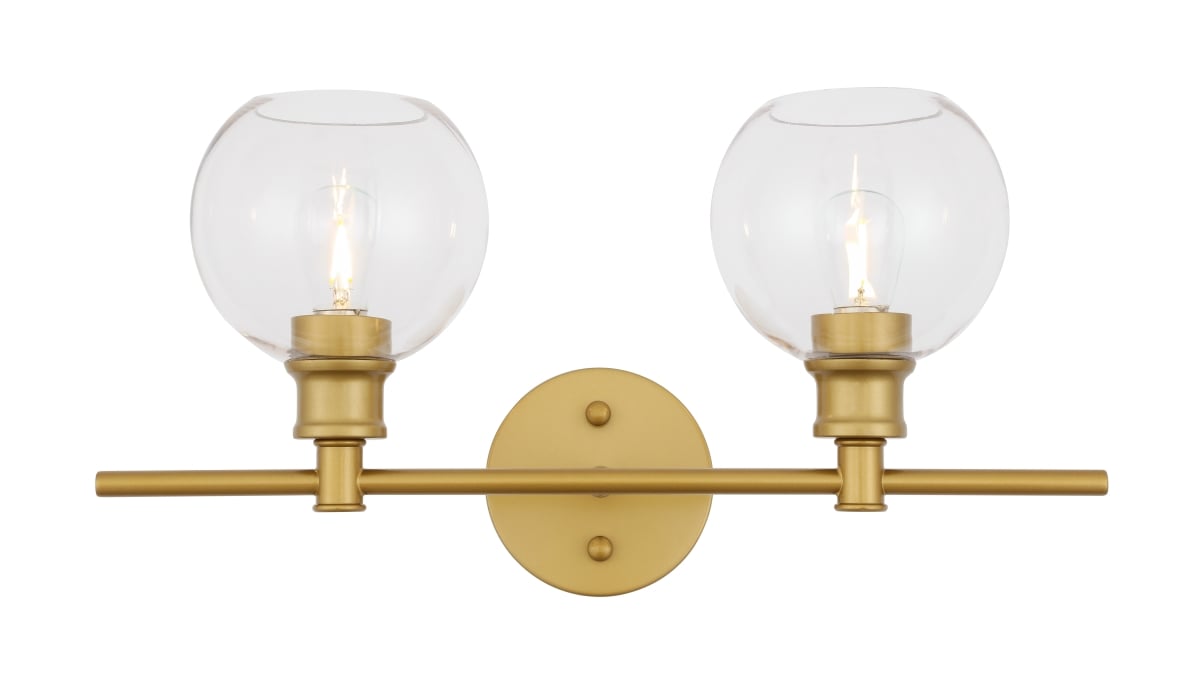 Picture of Living District LD2314BR Collier 2 Light Brass & Clear Glass Wall Sconce