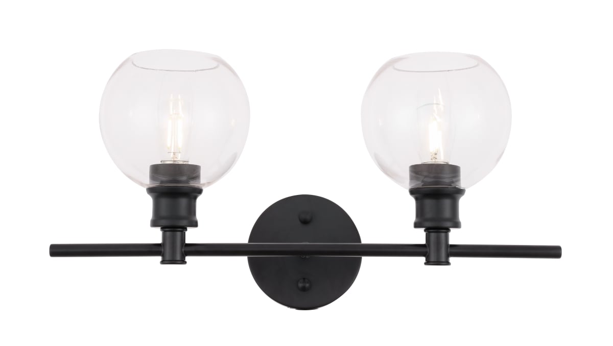Picture of Living District LD2314BK Collier 2 Light Black & Clear Glass Wall Sconce