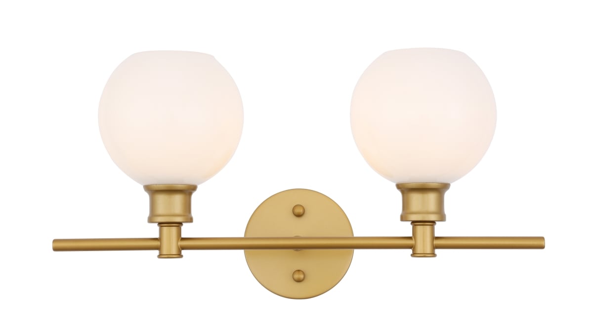 Picture of Living District LD2315BR Collier 2 Light Brass & Frosted White Glass Wall Sconce