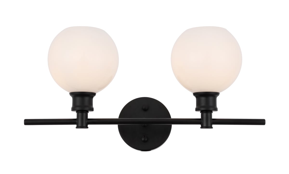 Picture of Living District LD2315BK Collier 2 Light Black & Frosted White Glass Wall Sconce