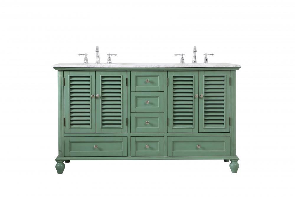 60 in. Double Bathroom Vanity in Vintage Mint - 60 x 35 x 22 in.