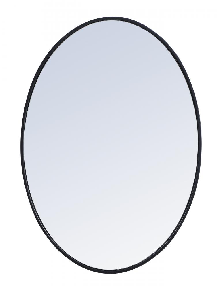 34 in. Metal Frame Oval Mirror in Black