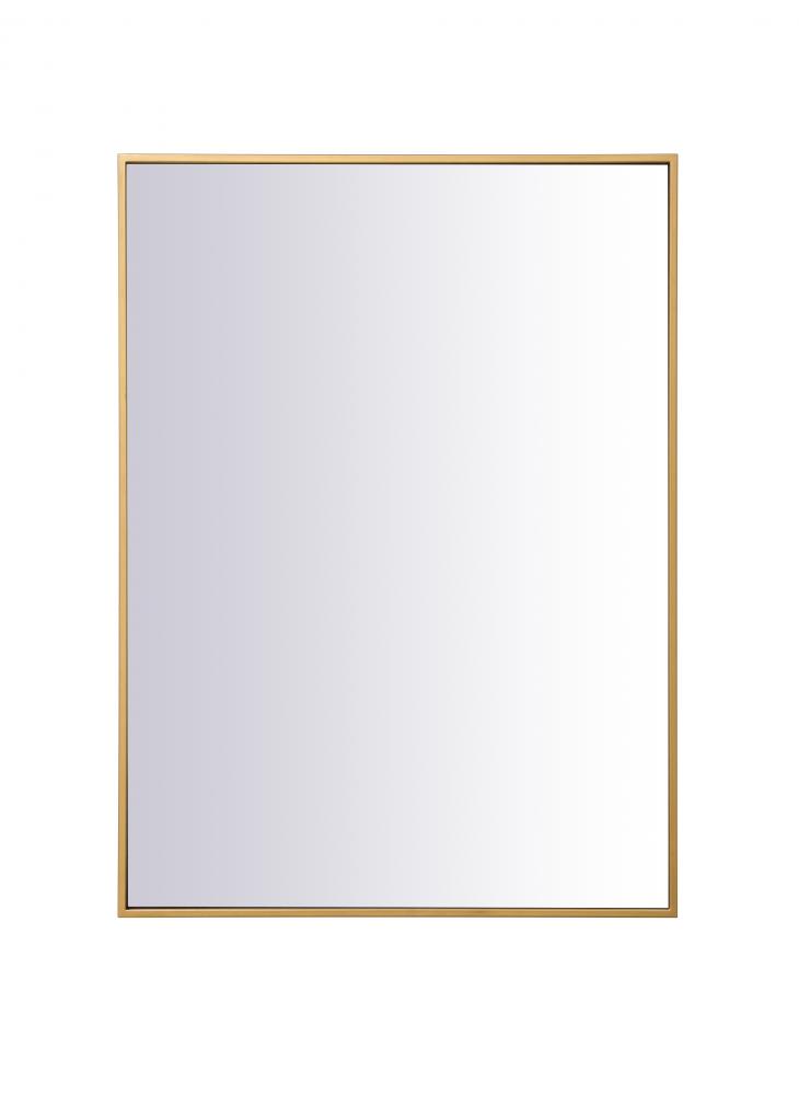 27 in. Metal Frame Rectangle Mirror in Brass