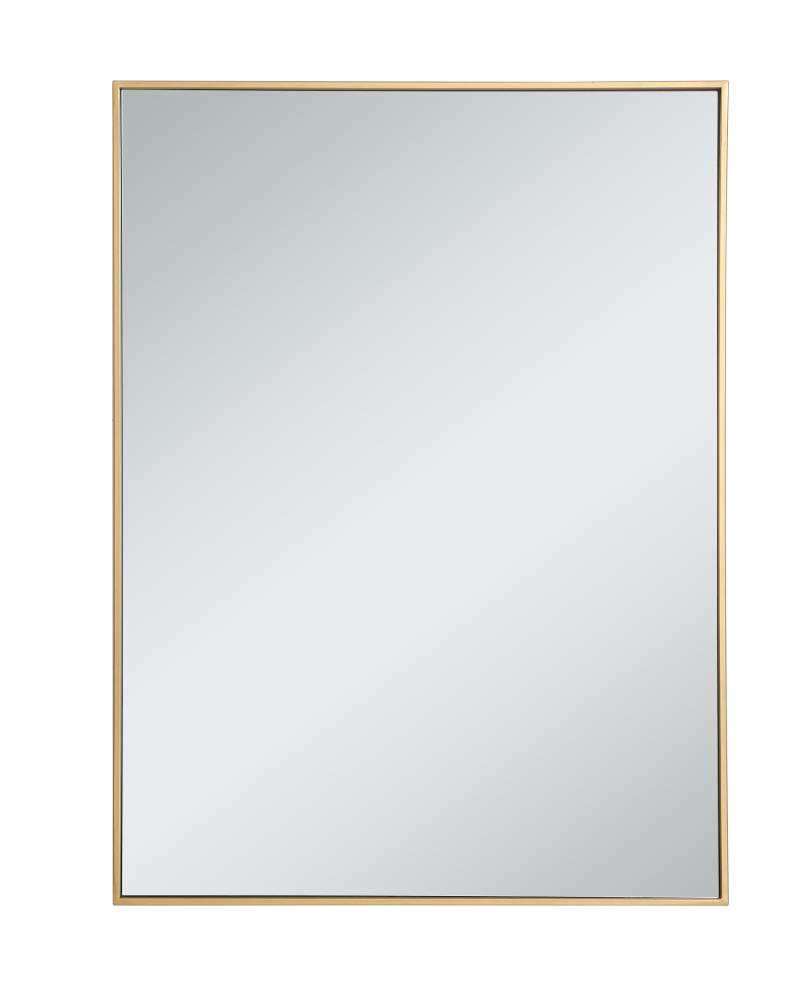 30 in. Metal Frame Rectangle Mirror in Brass - 29.25 x 59.25 x 0.16 in.